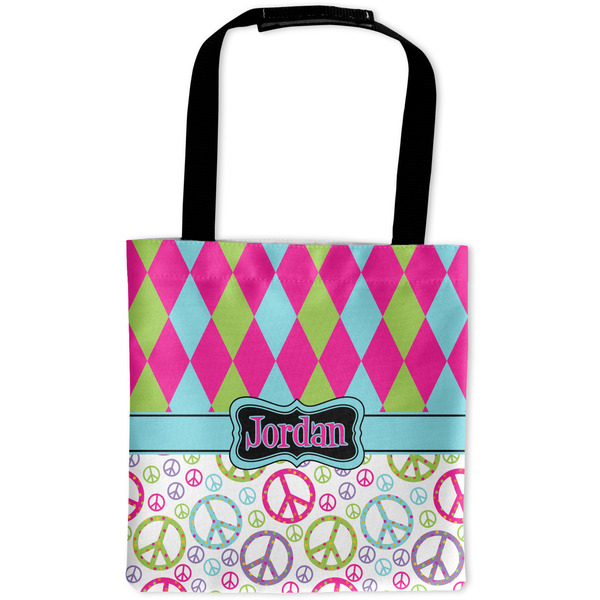 Custom Harlequin & Peace Signs Auto Back Seat Organizer Bag (Personalized)