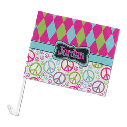 Harlequin & Peace Signs Car Flag (Personalized)