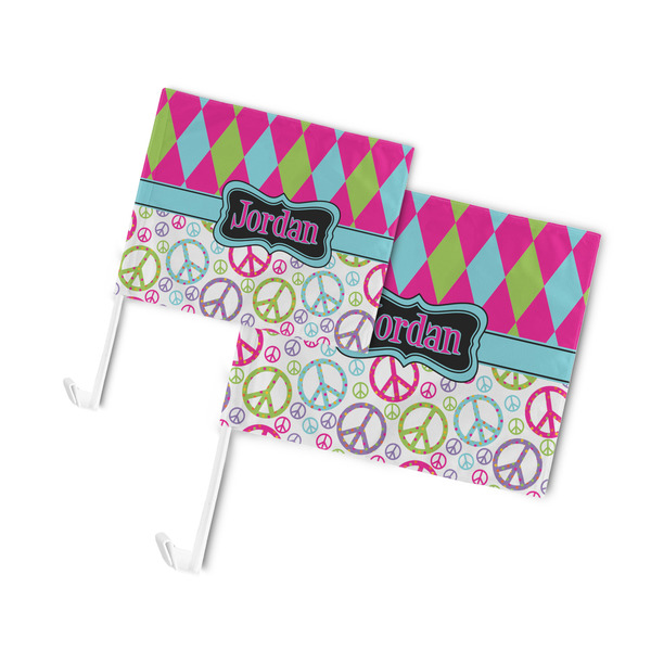 Harlequin & Peace Signs Car Flags - PARENT MAIN (both sizes)