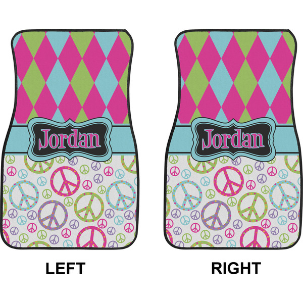 Harlequin & Peace Signs Car Mat Front - Approval