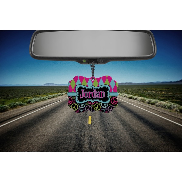 Harlequin & Peace Signs Car Ornament (Road)