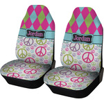 Harlequin & Peace Signs Car Seat Covers (Set of Two) (Personalized)