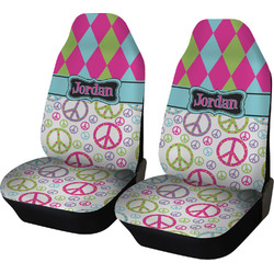 Harlequin & Peace Signs Car Seat Covers (Set of Two) (Personalized)