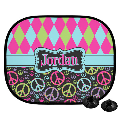 Harlequin & Peace Signs Car Side Window Sun Shade (Personalized)