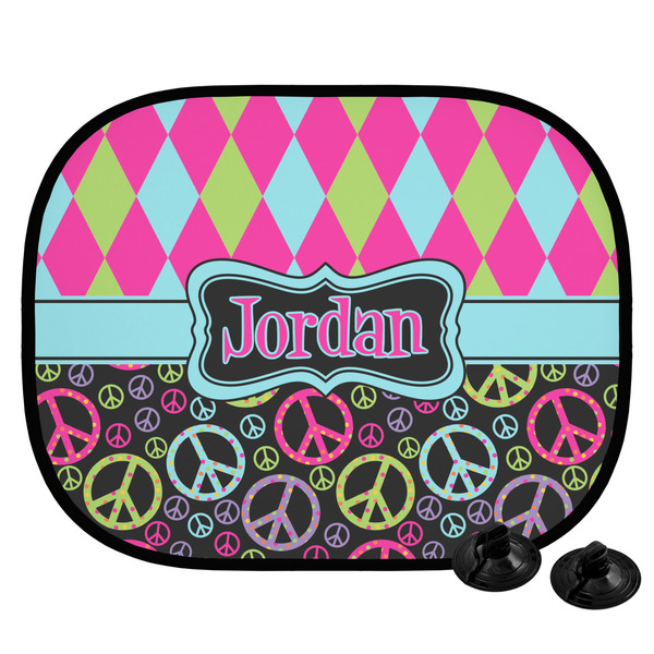 Custom Harlequin & Peace Signs Car Side Window Sun Shade (Personalized)