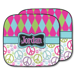 Harlequin & Peace Signs Car Sun Shade - Two Piece (Personalized)