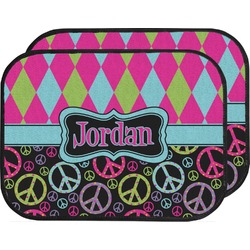 Harlequin & Peace Signs Car Floor Mats (Back Seat) (Personalized)