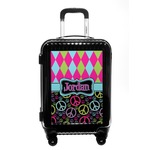 Harlequin & Peace Signs Carry On Hard Shell Suitcase (Personalized)