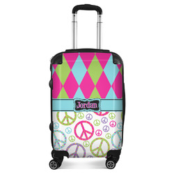 Harlequin & Peace Signs Suitcase - 20" Carry On (Personalized)