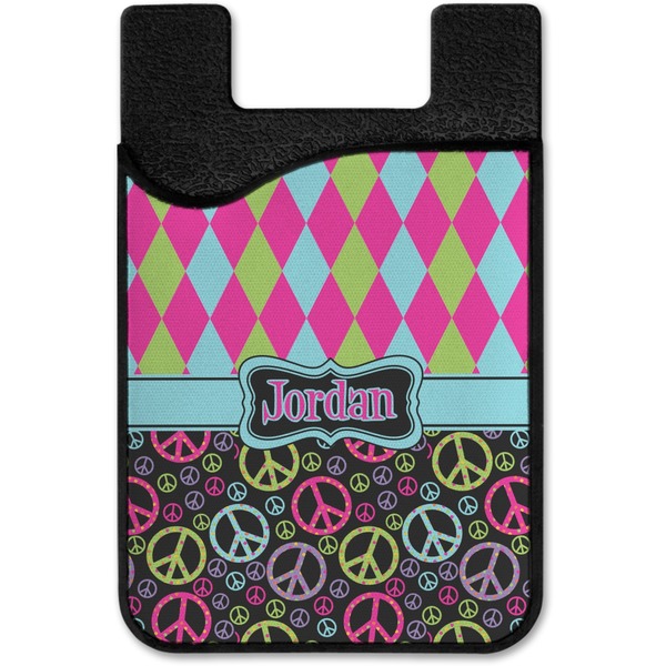 Harlequin & Peace Signs Cell Phone Credit Card Holder