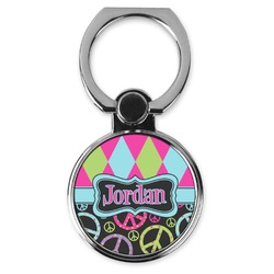 Harlequin & Peace Signs Cell Phone Ring Stand & Holder (Personalized)