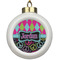 Harlequin & Peace Signs Ceramic Ball Ornament (Personalized)