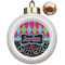 Harlequin & Peace Signs Ceramic Ball Ornaments - Poinsettia Garland (Personalized)