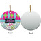 Harlequin & Peace Signs Ceramic Flat Ornament - Circle Front & Back (APPROVAL)