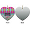Harlequin & Peace Signs Ceramic Flat Ornament - Heart Front & Back (APPROVAL)