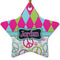 Harlequin & Peace Signs Ceramic Flat Ornament - Star (Front)