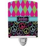 Harlequin & Peace Signs Ceramic Night Light (Personalized)