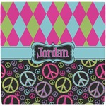 Harlequin & Peace Signs Ceramic Tile Hot Pad (Personalized)