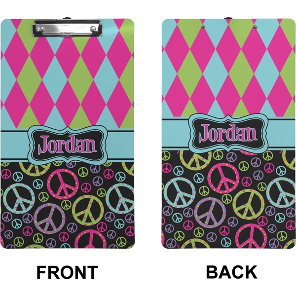 Harlequin & Peace Signs Clipboard (Legal) (Front + Back)