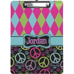 Harlequin & Peace Signs Clipboard (Personalized)