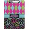 Harlequin & Peace Signs Clipboard (Letter Size) (Personalized)
