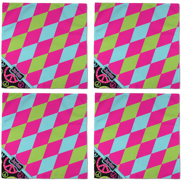 Harlequin & Peace Signs Cloth Napkins - Personalized Dinner (APPROVAL) Set of 4