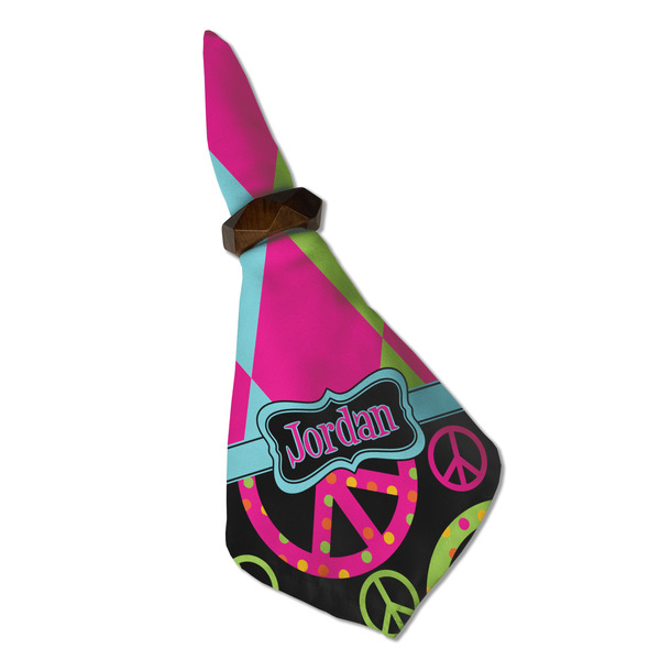 Harlequin & Peace Signs Cloth Napkins - Personalized Dinner (Folded in Ring) (MAIN)