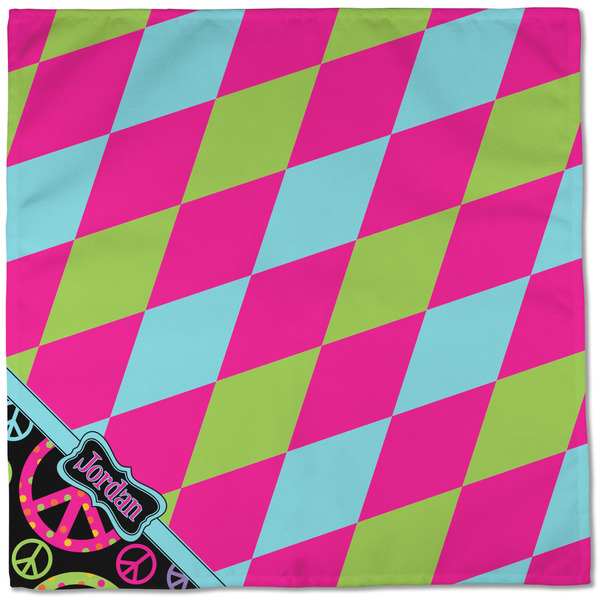 Harlequin & Peace Signs Cloth Napkins - Personalized Dinner (Full Open)