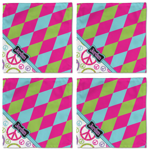Harlequin & Peace Signs Cloth Napkins - Personalized Lunch (APPROVAL) Set of 4