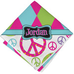 Harlequin & Peace Signs Cloth Cocktail Napkin - Single w/ Name or Text
