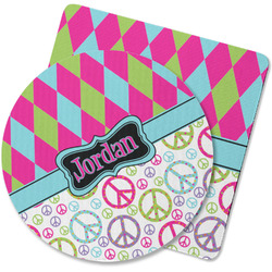 Harlequin & Peace Signs Rubber Backed Coaster (Personalized)