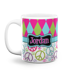 Harlequin & Peace Signs Coffee Mug (Personalized)