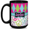Harlequin & Peace Signs 15 Oz Coffee Mug - Black (Personalized)