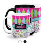 Harlequin & Peace Signs Coffee Mugs (Personalized)