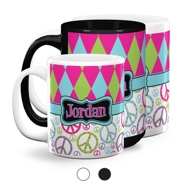 Harlequin & Peace Signs Coffee Mugs Main