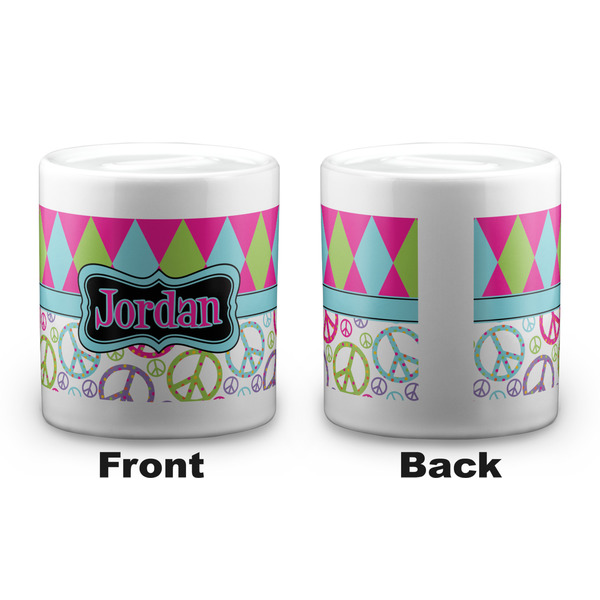 Harlequin & Peace Signs Coin Bank - Apvl