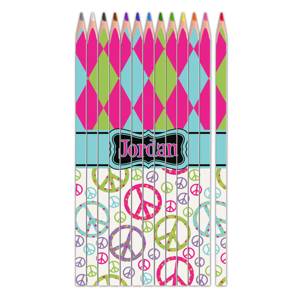 Custom Harlequin & Peace Signs Colored Pencils (Personalized)