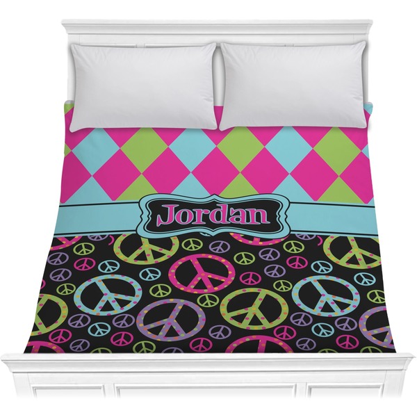Custom Harlequin & Peace Signs Comforter - Full / Queen (Personalized)