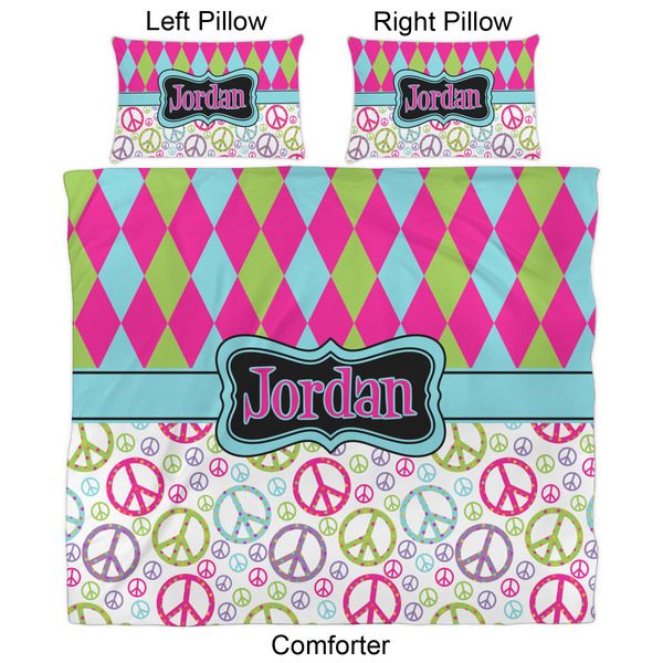 Harlequin & Peace Signs Comforter Set - King - Approval