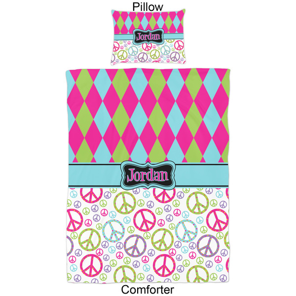 Harlequin & Peace Signs Comforter Set - Twin - Approval
