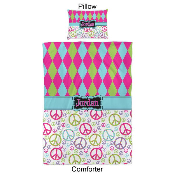 Harlequin & Peace Signs Comforter Set - Twin XL - Approval