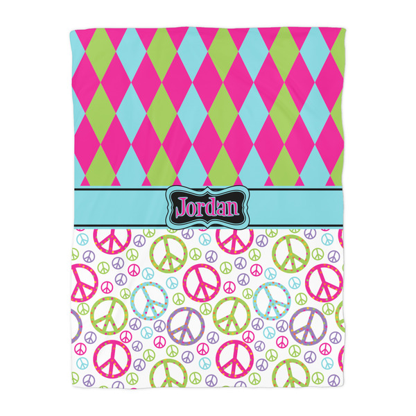 Harlequin & Peace Signs Comforter - Twin - Front
