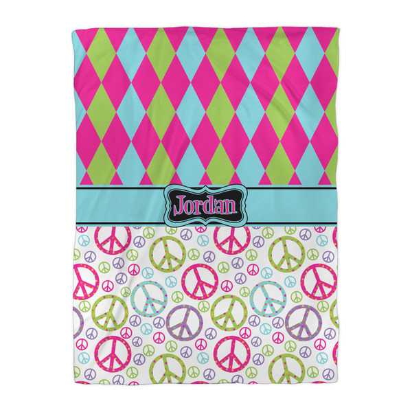 Harlequin & Peace Signs Comforter - Twin XL - Front