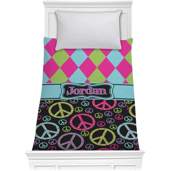 Custom Harlequin & Peace Signs Comforter - Twin XL (Personalized)