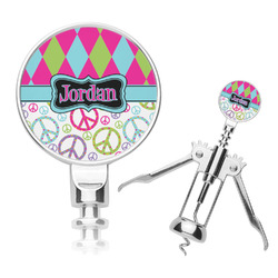 Harlequin & Peace Signs Corkscrew (Personalized)