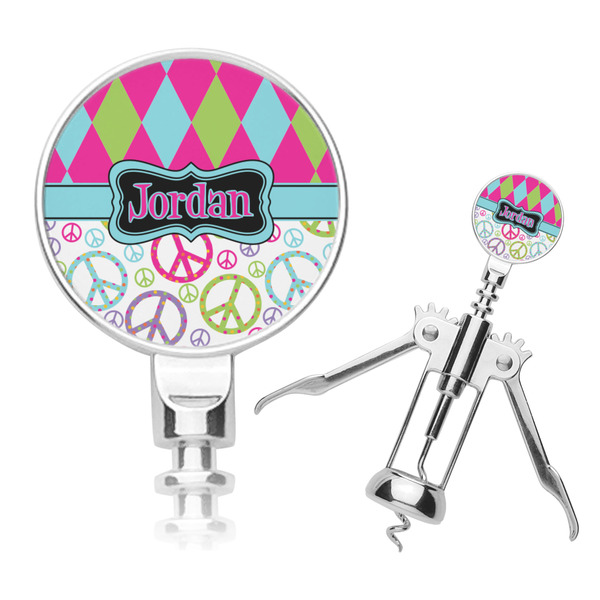 Custom Harlequin & Peace Signs Corkscrew (Personalized)