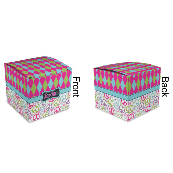 Harlequin & Peace Signs Cubic Gift Box - Approval