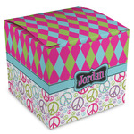 Harlequin & Peace Signs Cube Favor Gift Boxes (Personalized)