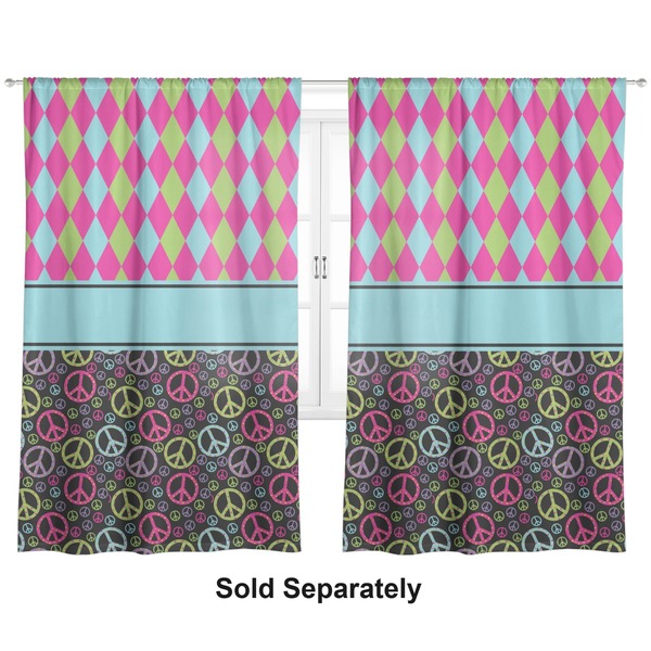 Harlequin & Peace Signs Curtain 112x80 - Lined
