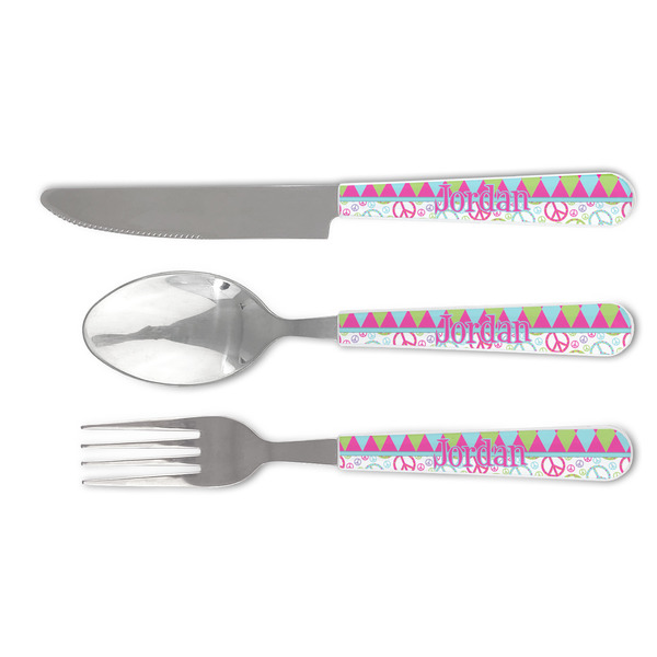 Custom Harlequin & Peace Signs Cutlery Set (Personalized)